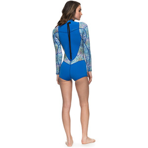 Roxy De Las Mujeres Syncro Series 2mm De Manga Larga Back Zip Spring Shorty Traje Azul Marino Erjw403014